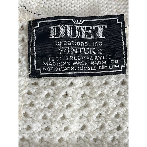 Women's Vintage Duet Creations Knit Cream Cardigan Sweater Size Med - Picture 5 of 5
